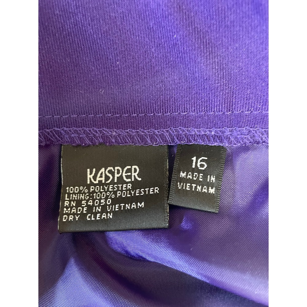 Kasper Womens Suit 16 Pant Set Purple 3 Button Blazer Straight Leg 2pc - Picture 13 of 14